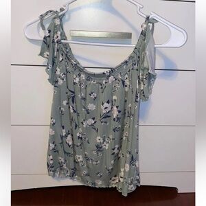American Eagle Outfitters Floral Sage Blouse